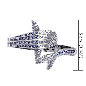 Whale Shark Silver Cuff Bracelet with Gemstones and Locking System TBA300 - Jewelry